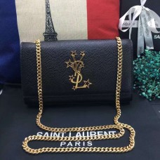 Nowa torebka YSL na łańcuszku 24 cm, skóra kawiorowa, czarna