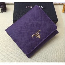 Portfele Prada 1M0176 ze skóry saffiano w kolorze fioletowym