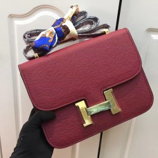 Torebka Hermes Constance 23 cm, skóra Epsom, bordowo-złota