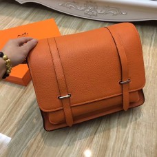 Hermes Steve Męska skórzana torba na ramię w kolorze pomarańczowym