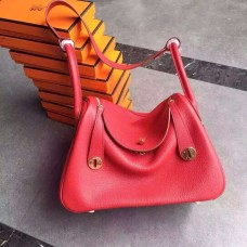 Torebka Hermes Lindy 30cm, czerwono-złota