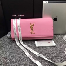Kopertówka YSL Saint Laurent 27 cm, gładka skóra, różowa