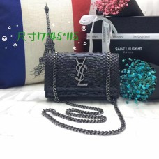 Torebka YSL na łańcuszku 17 cm wąż czarno-srebrny