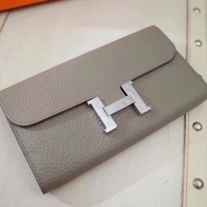 Portfel Hermes Constance Togo Skórzany Szary