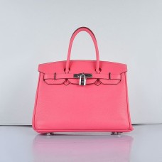 Torebka Hermes Birkin 30 cm Togo ze skóry w kolorze różowo-srebrnym