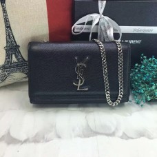 Torebka YSL Caviar Leather Chain Bag 22cm Black Silver