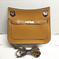 Hermes Jypsiere 28cm Torba na ramię Brązowo-Srebrna