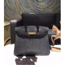 Torebka Hermes Birkin 30 cm ze skóry cielęcej Epsom, ręcznie szyta złotymi okuciami, w kolorze czarnym, RS09639