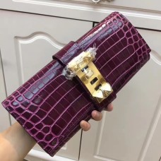 Kopertówka Hermes Medor 29 cm Croco Purple