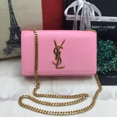 Torebka YSL z gładkiej skóry na łańcuszku, 22 cm, różowa