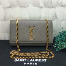 Torebka YSL Caviar Leather Chain Bag 22cm Grey Gold