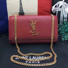 Nowa torebka YSL na łańcuszku 24 cm, skóra kawiorowa, czerwona