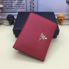 Prada 1M0204 Mały portfel składany na pół ze skóry saffiano w kolorze czerwonym