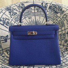 Hermes Kelly 28cm Togo Leather Electric Blue Silver