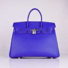 Torebka Hermes Birkin 35cm Togo ze skóry elektryzującej w kolorze niebiesko-srebrnym