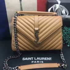 Torebka na ramię YSL z uchwytem u góry, 24 cm, morelowa, srebrna