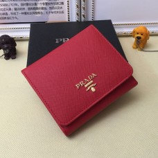 Portfele Prada 1M0176 ze skóry saffiano w kolorze czerwonym