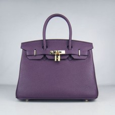 Torebki Hermes Birkin 30cm Togo ze skóry fioletowo-złotej