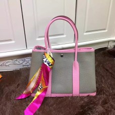 Torebka skórzana Hermes Garden Party 36 cm, szaro-różowa
