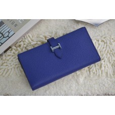 Portfel Hermes ze skóry cielęcej H005 Royal Blue