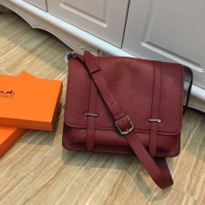 Hermes Steve Męska skórzana torba na ramię w kolorze bordowym
