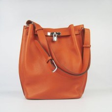 Hermes So Kelly 28cm Togo Skórzana Torba na Ramię Pomarańczowo-Srebrna