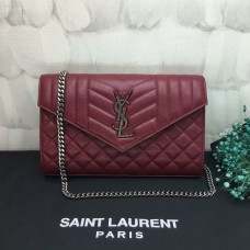 Torebka YSL na łańcuszku typu crossbody, 22,5 cm, bordowa