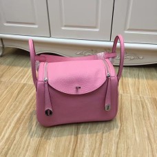 Torebka Hermes Lindy 30cm różowo-srebrna
