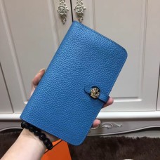 Portfel Hermes Dogon Togo Leather H001 Niebieski