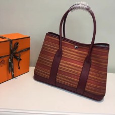 Torebka płócienna Hermes Garden Party 36 cm w kolorze bordowym