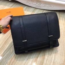 Hermes Steve Męska skórzana torba na ramię w kolorze czarnym