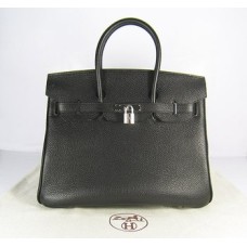 Torebki Hermes Birkin 35cm Togo skórzane czarno-srebrne