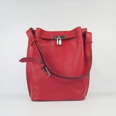 Hermes So Kelly 28cm Togo Skórzana Torba na Ramię Czerwono-Srebrna