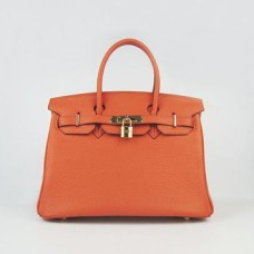 Torebki Hermes Birkin 30cm Togo ze skóry pomarańczowo-złotej