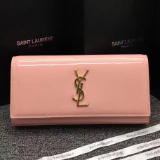 Kopertówka YSL ze skóry lakierowanej 27 cm różowa