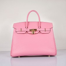 Torebka Hermes Birkin 35cm Togo ze skóry wiśniowo-różowej w kolorze złotym