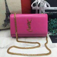 Torebka YSL z gładkiej skóry na łańcuszku 22 cm w kolorze różowym