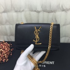 Mała skórzana torebka YSL z łańcuszkiem, 17 cm, czarno-złota