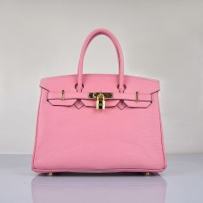 Torebka Hermes Birkin 30 cm Togo ze skóry wiśniowo-różowej w kolorze złotym