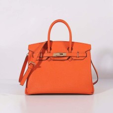 Torebka Hermes Birkin 30 cm, skóra Togo, pasek, pomarańczowo-złoty