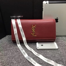 Kopertówka YSL Saint Laurent 27 cm, gładka skóra, bordowa