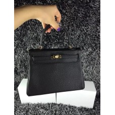 Hermes Kelly 25cm Togo Skóra Czarno-Złota