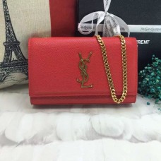 Torebka YSL Caviar Leather Chain Bag 22cm Red Gold