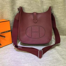 Hermes Evelyne III Togo Skórzana Torba na Ramię Burgundowa