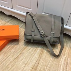 Hermes Steve Męska skórzana torba na ramię w kolorze szarym