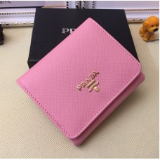 Portfele Prada 1M0176 ze skóry saffiano w kolorze różowym