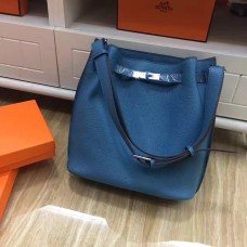 Hermes So Kelly 28cm Togo Skórzana Torba na Ramię Niebiesko-Srebrna