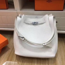 Hermes So Kelly 28cm Togo Skórzana Torba na Ramię Biało-Srebrna