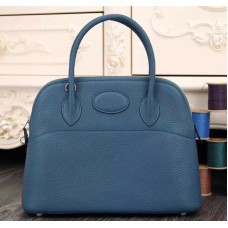 Hermes Bolide 31cm Togo Skórzana Niebieska Torba