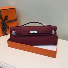 Hermes Kelly Cut 31cm skórzana kopertówka Epsom w kolorze bordowym